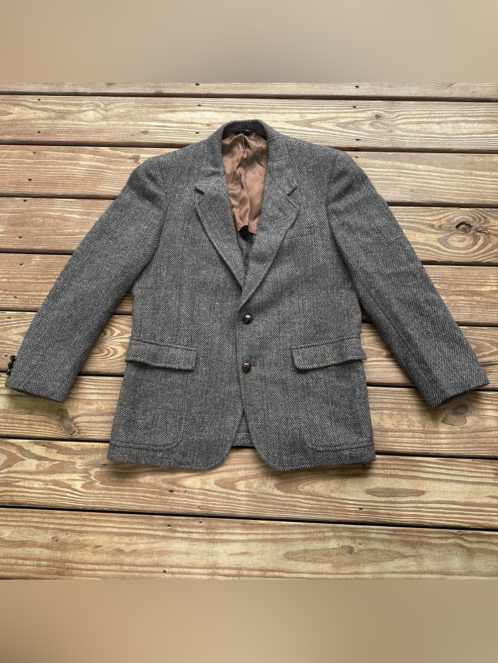 Vintage Pendleton Wool Tweed Blazer Sport Coat Brown Fleck USA Mens 40R